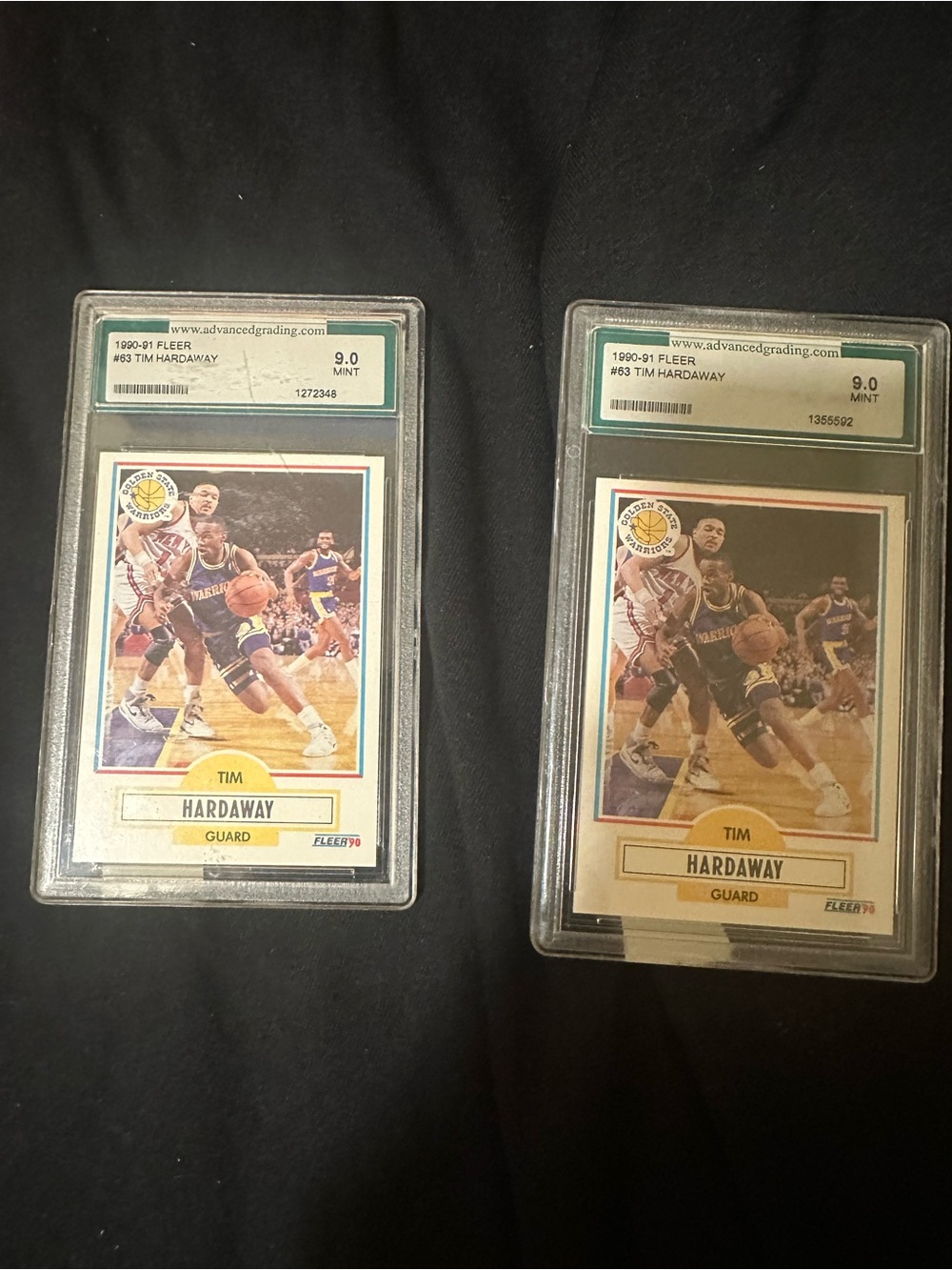 1990-91 fleer tim hardaway graded mint 9 lot of 2